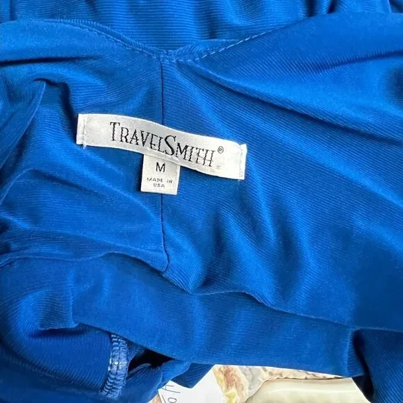 Travelsmith Blue Blue Ruffle Hem Knit Knotted Straps Maxi Dress Size M - Picture 4 of 11